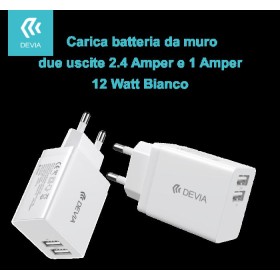 DEVIA CARICA BATTERIA 2USCITE 2.4 A e 1 A 12 WATT WHITE